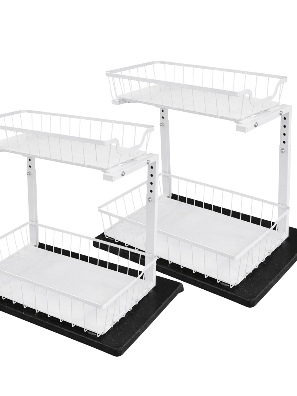 2 Organizer Storage  2 Tier Slide Out Height Adjustable Pull Out Cabinet.
